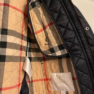 Navy Burberry trench coat